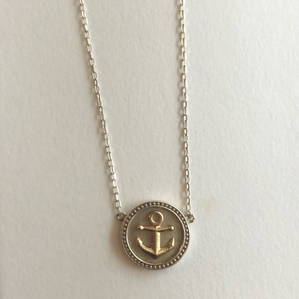 Anchor Necklace 14k Gold and Sterling Silver